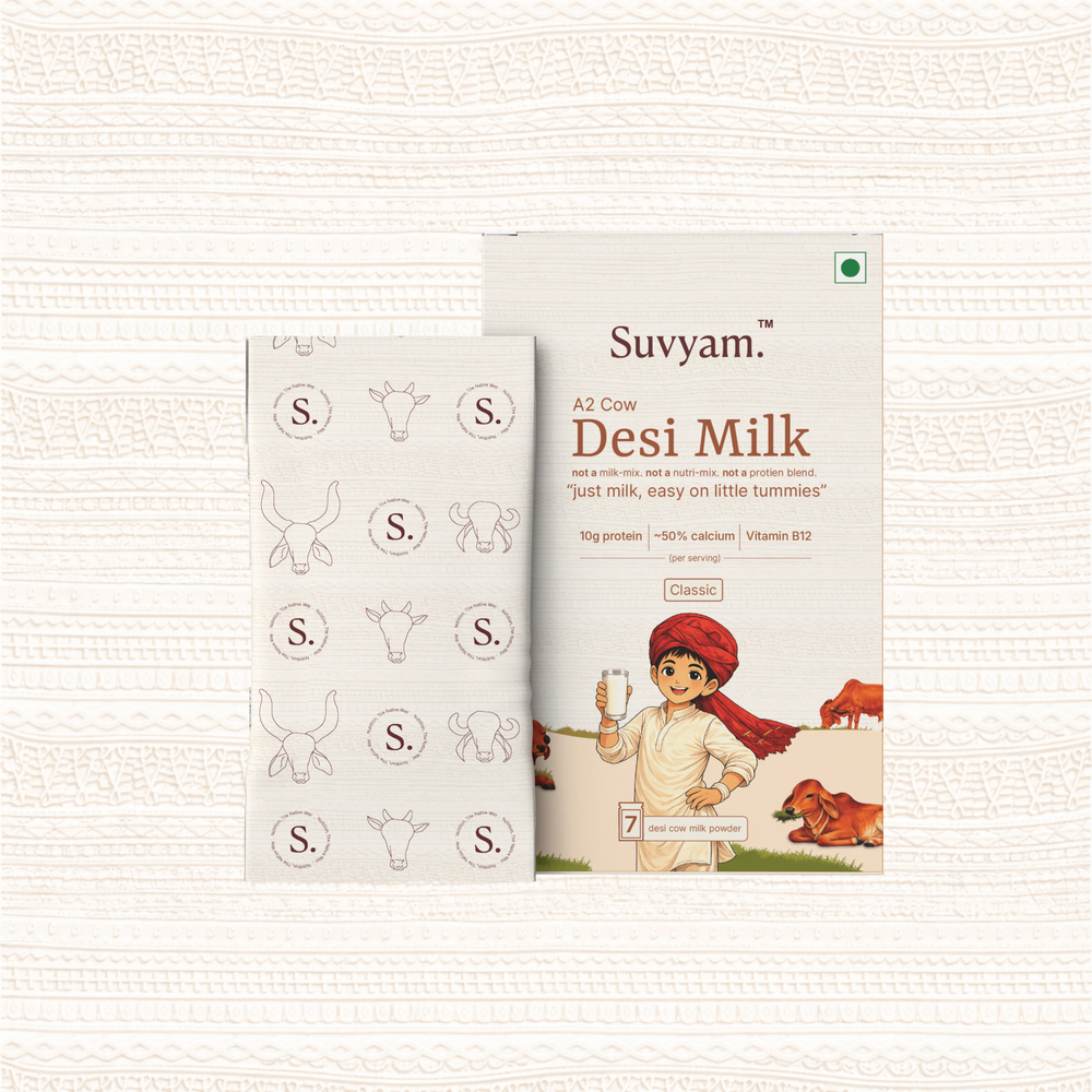 Suvyam Desi A2 Cow Milk | 7 Sachets