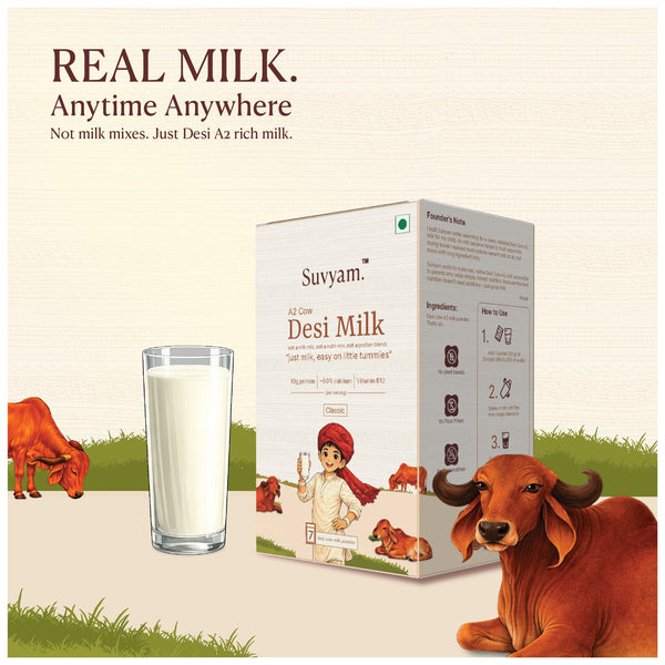 Suvyam Desi A2 Cow Milk | 7 Sachets